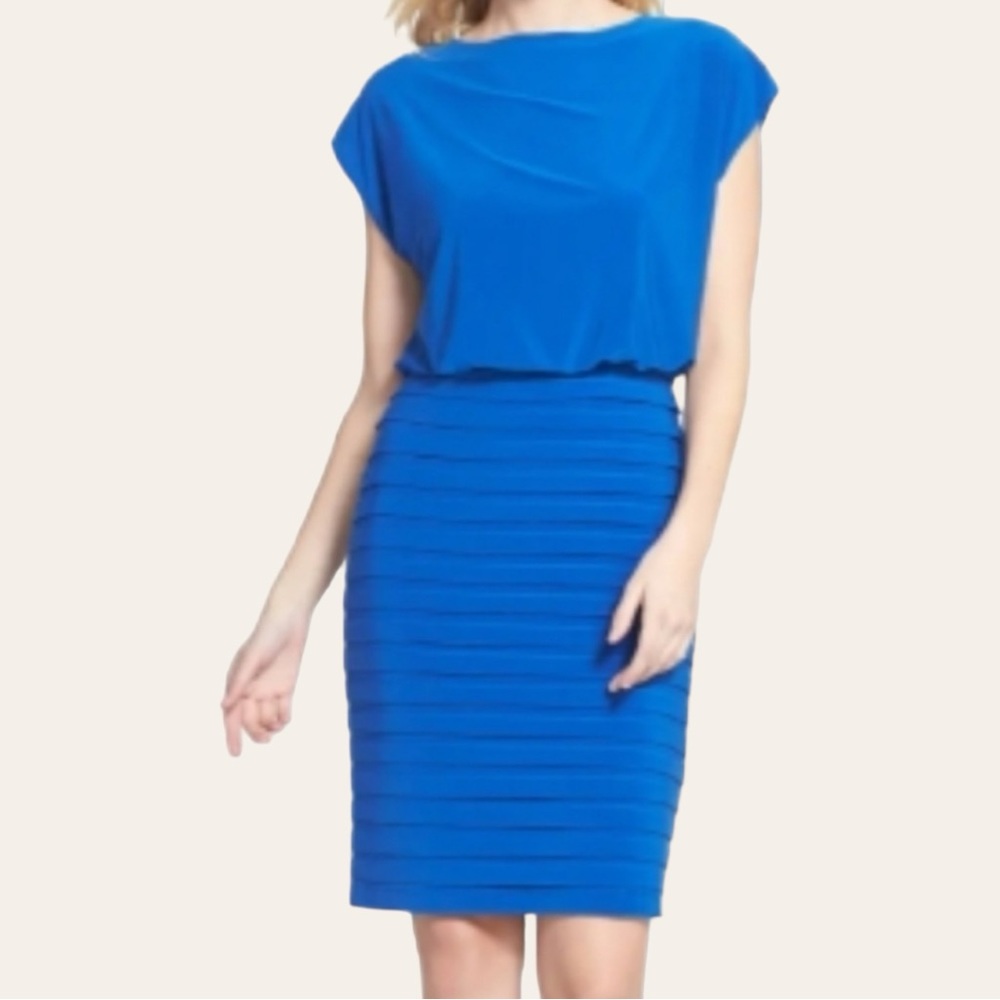 ADRIANNA PAPELL BLOUSON SHUTTER PLEAT DRESS- size 8